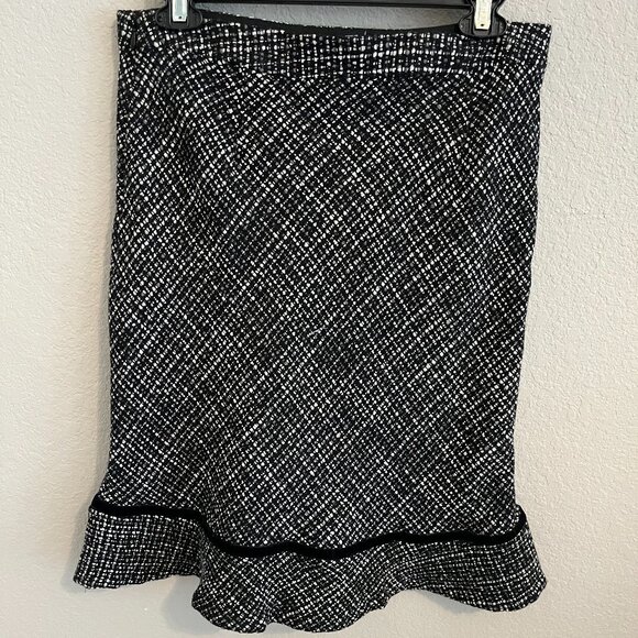 GAP Black /White A-line Tweed Classic Lined Skirt Size 4 Wool Blend Y2K Preppy - Picture 2 of 8